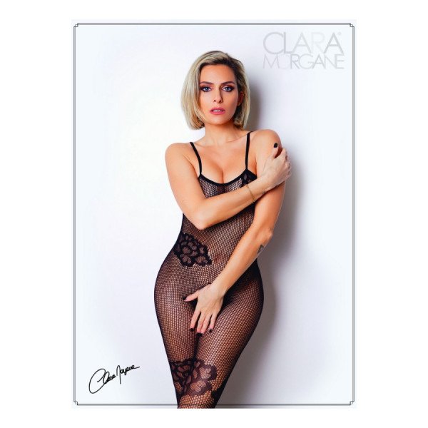 Bodystocking résille noire avec fine bretelles - Le Numéro 6 - Collection Bodystocking 